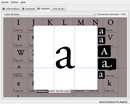 A screenshot with alternates glyphs
